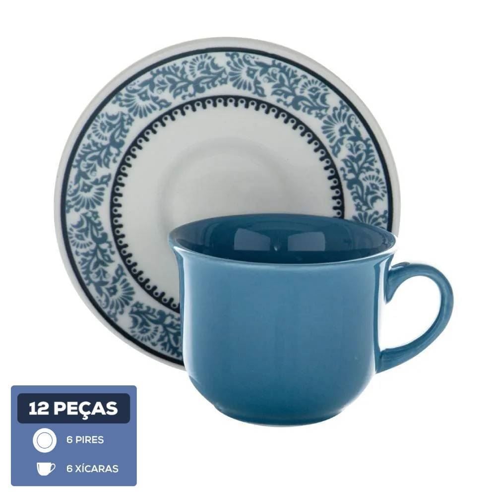 Jogo De Xícara De Chá Jamile Biona 12 Pçs - Cerâmica