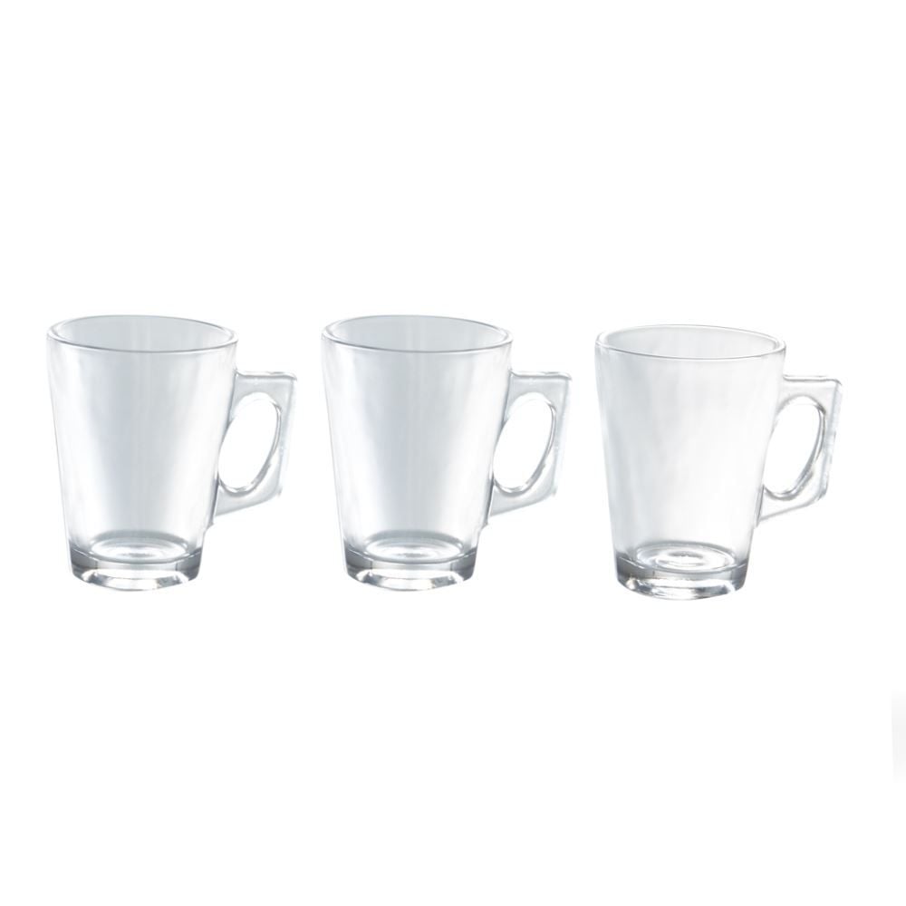 Jogo De Xícaras Casual De Vidro 185Ml Classhome 3 Pçs - Transparente