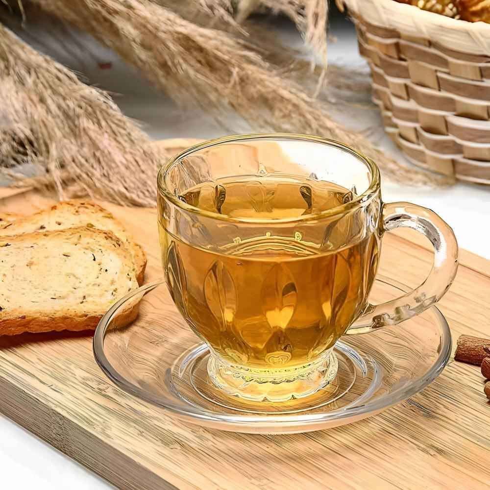 Jogo de Xícaras com Pires Anne Havan Casa 185Ml 12 Peças - Vidro