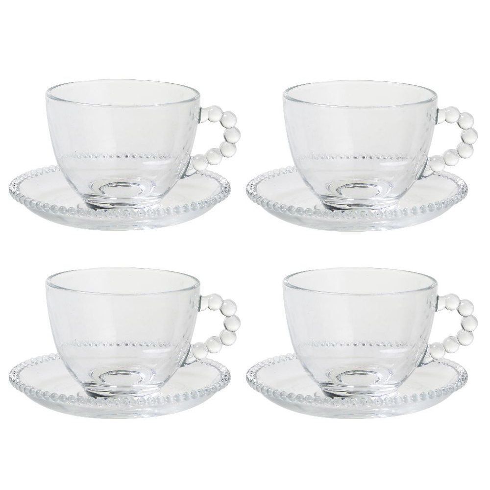 Jogo De Xícaras Com Pires 220Ml Pearl Havan Casa 8Pçs - Transparente