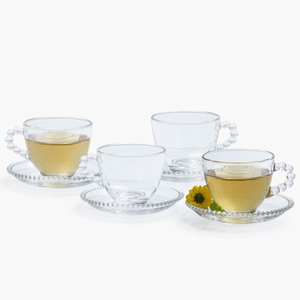 Jogo De Xícaras Com Pires 220Ml Pearl Havan Casa 8Pçs - Transparente