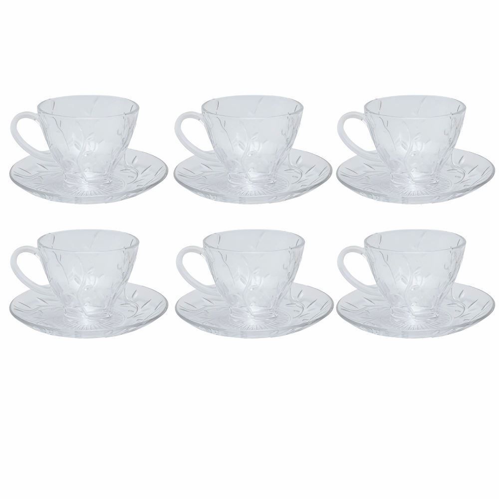 Jogo De Xicaras Com Pires Botânica 170Ml Havan Casa 12 Peças - Transparente