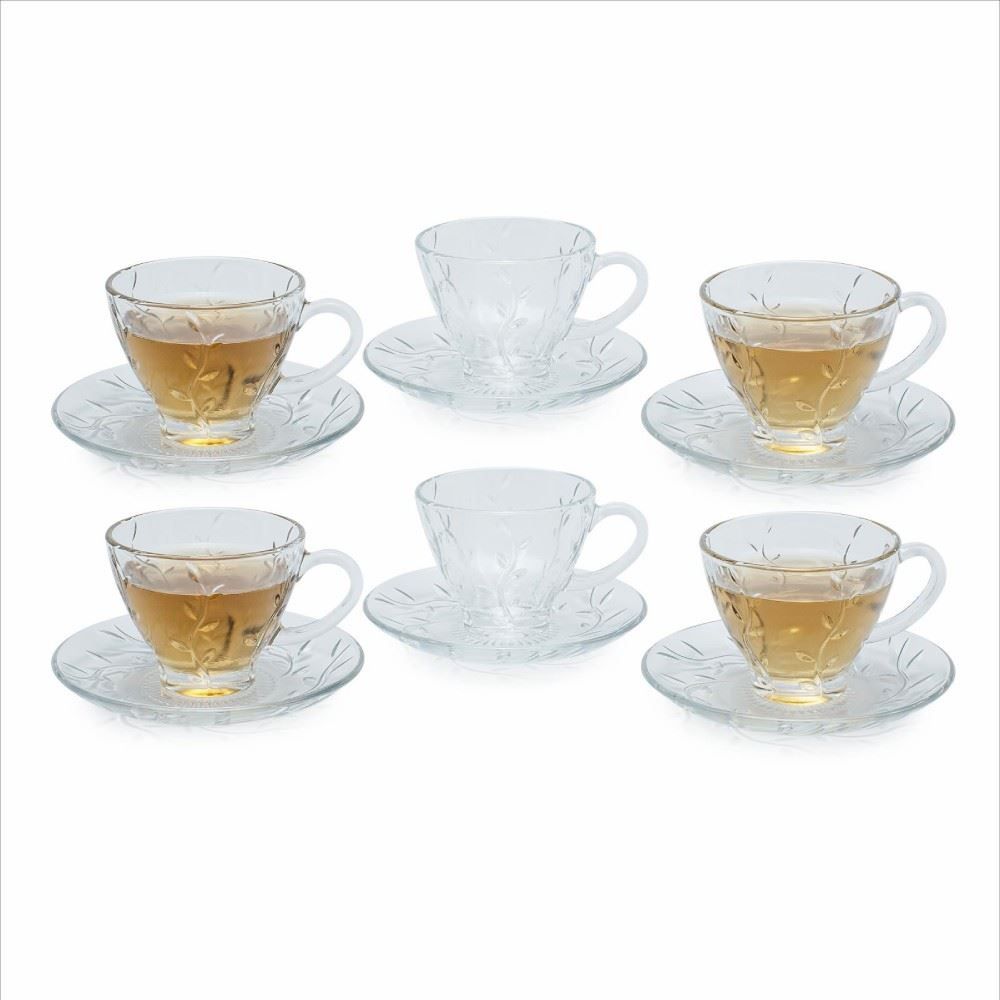 Jogo De Xicaras Com Pires Botânica 170Ml Havan Casa 12 Peças - Transparente