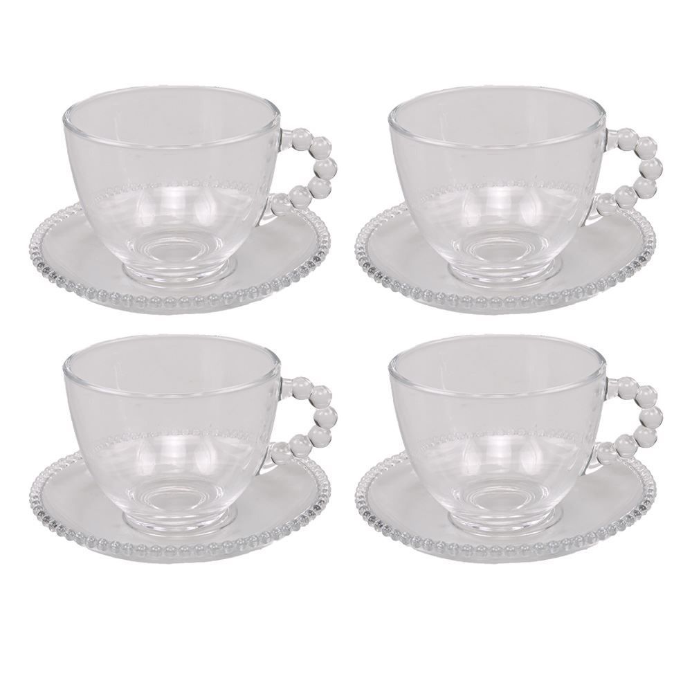 Jogo De Xícaras Com Pires Hermitage 8 Peças - Cristal