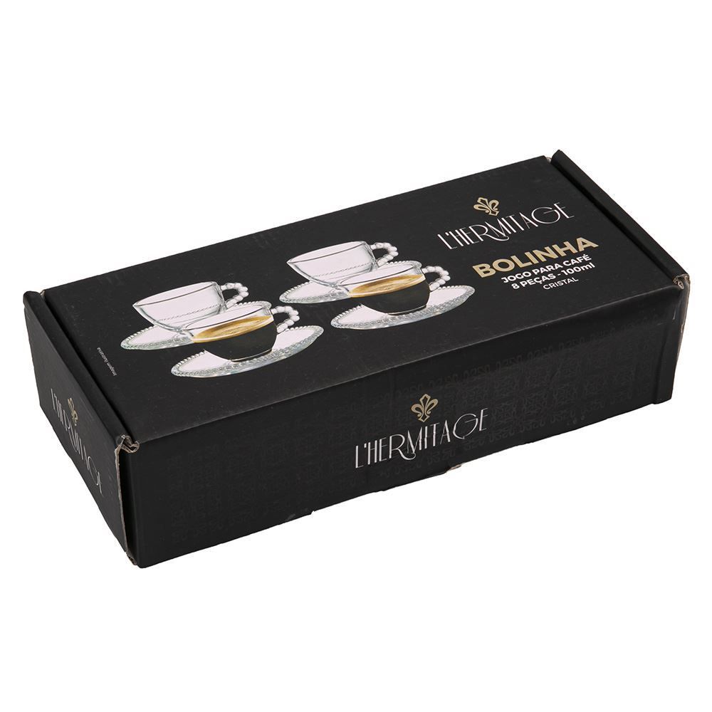 Jogo De Xícaras Com Pires Hermitage 8 Peças - Cristal