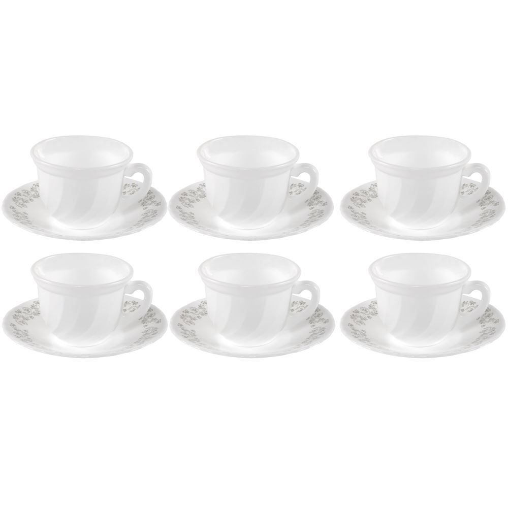 Jogo De Xícaras Com Pires Opaline Milano 190Ml Havan Casa 12 Pçs - Branco