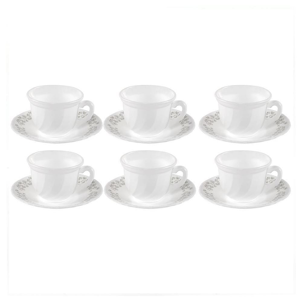 Jogo de Xícaras com Pires Opaline Milano 190Ml Havan Casa 12 pçs - Branco