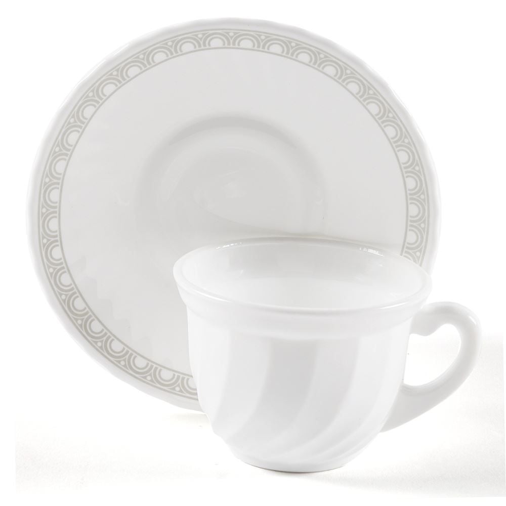 Jogo De Xícaras Com Pires Opaline Paris 190Ml Havan Casa 12 Pçs - Branco