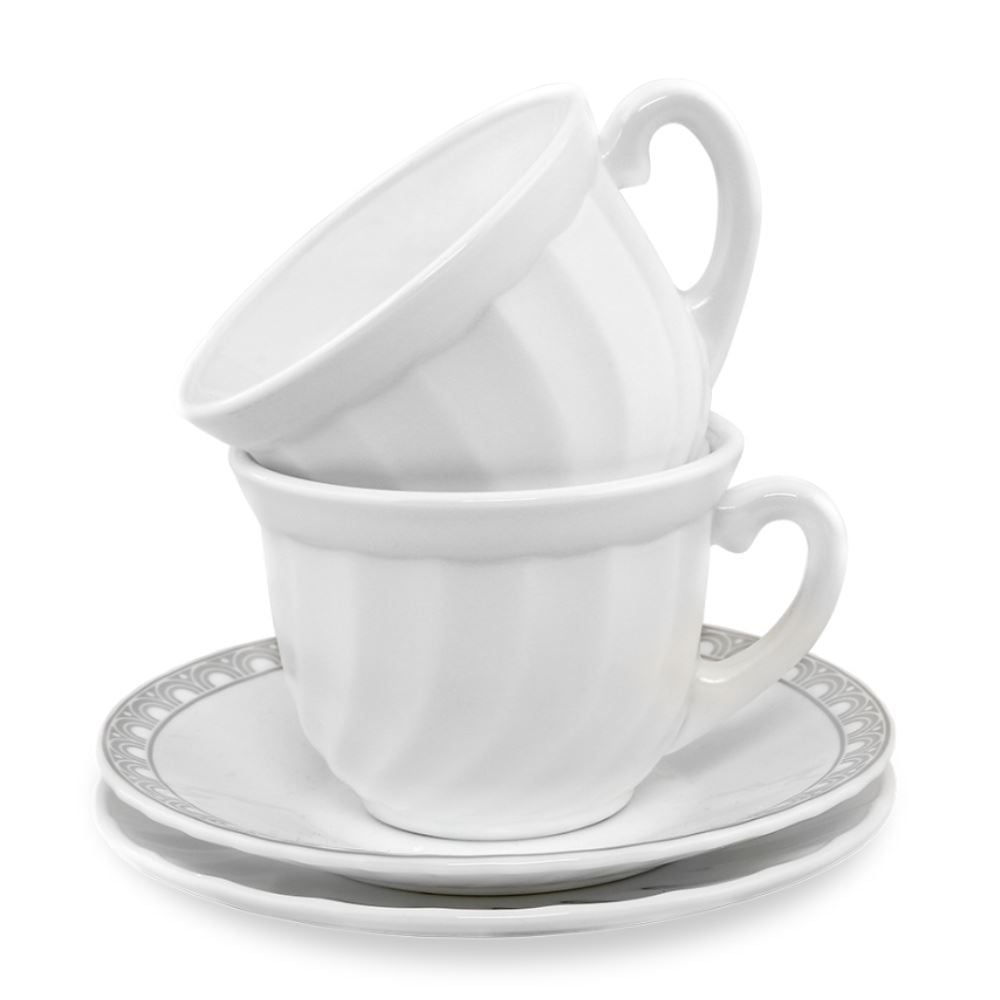 Jogo De Xícaras Com Pires Opaline Paris 190Ml Havan Casa 12 Pçs - Branco