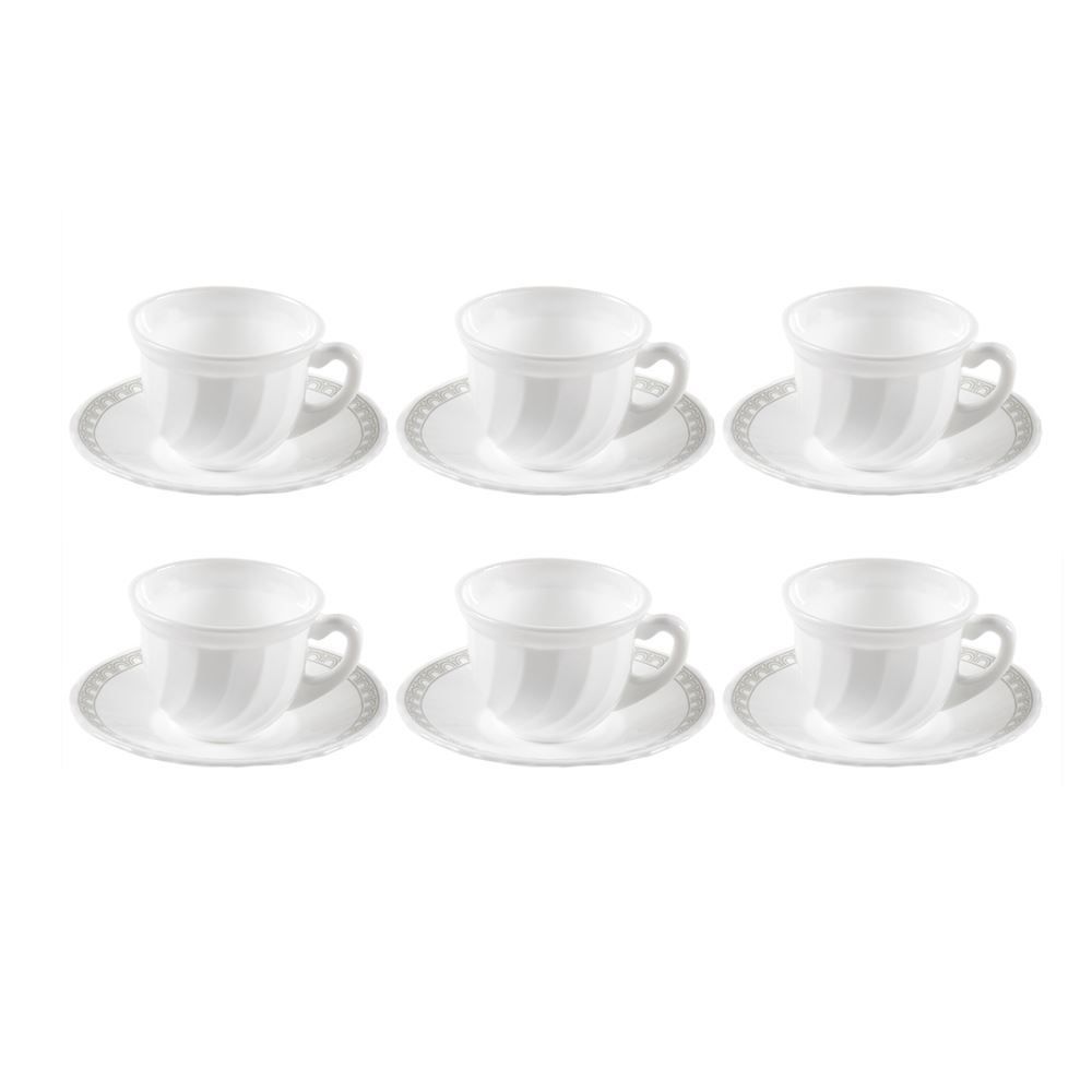 Jogo De Xícaras Com Pires Opaline Paris 190Ml Havan Casa 12 Pçs - Branco