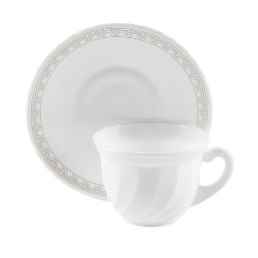 Jogo de Xícaras com Pires Opaline Paris 190Ml Havan Casa 12 pçs - Branco