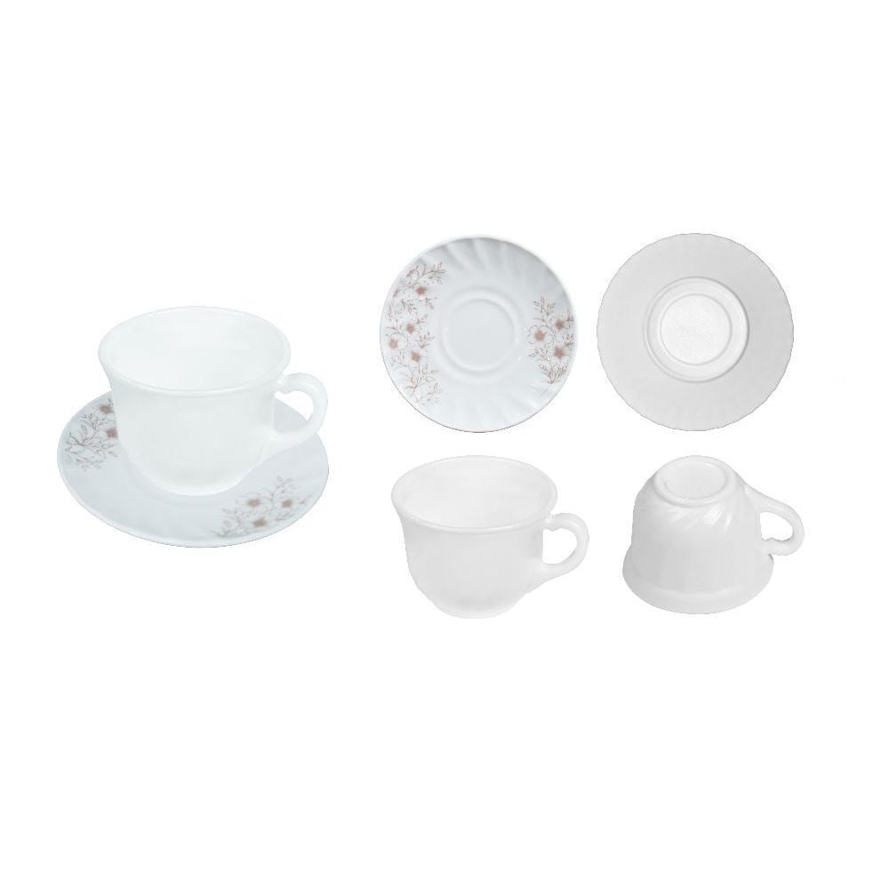 Jogo De Xícaras Com Pires Opaline Safira 190Ml Havan Casa 12 Pçs - Branco