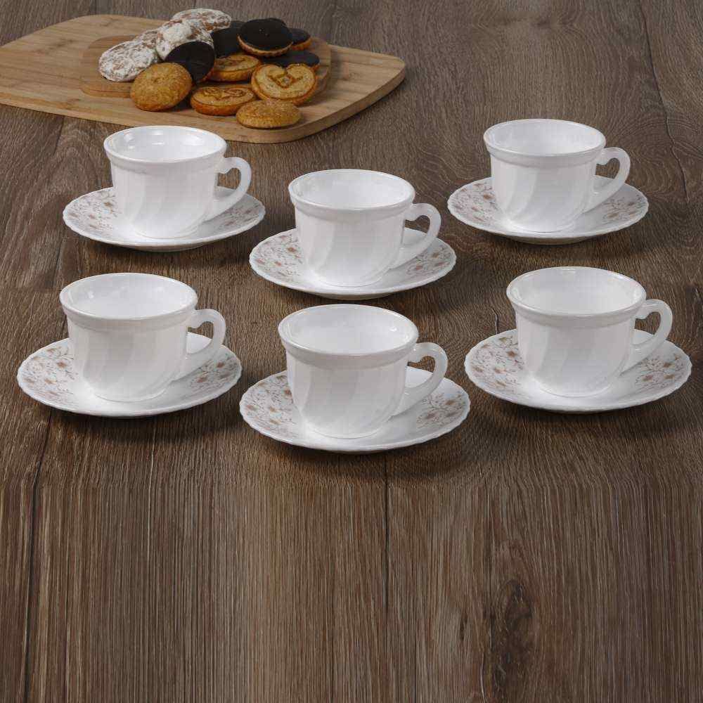 Jogo De Xícaras Com Pires Opaline Safira 190Ml Havan Casa 12 Pçs - Branco