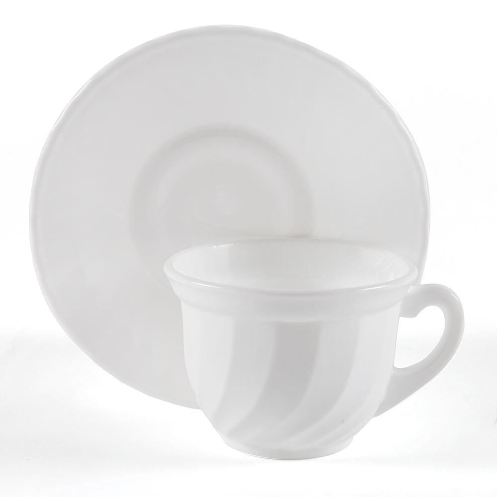 Jogo De Xícaras Com Pires Opaline Valência 190Ml Havan Casa 12 Pçs - Branco