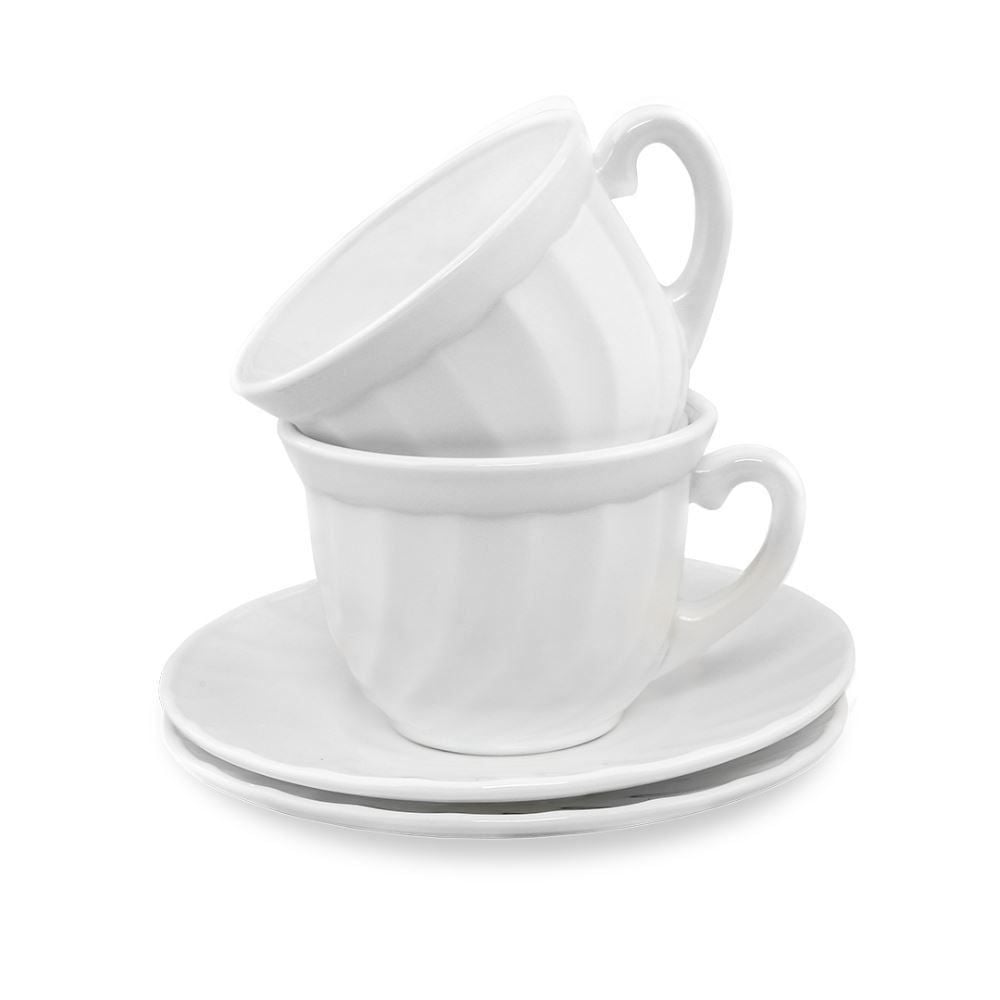Jogo De Xícaras Com Pires Opaline Valência 190Ml Havan Casa 12 Pçs - Branco