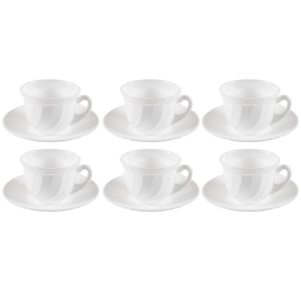 Jogo De Xícaras Com Pires Opaline Valência 190Ml Havan Casa 12 Pçs - Branco