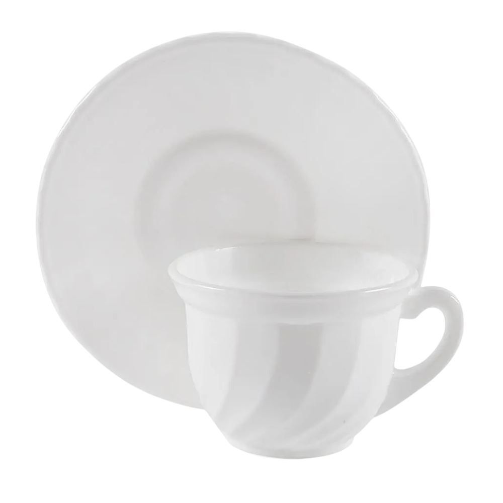 Jogo de Xícaras com Pires Opaline Valência 190Ml Havan Casa 12 pçs - Branco