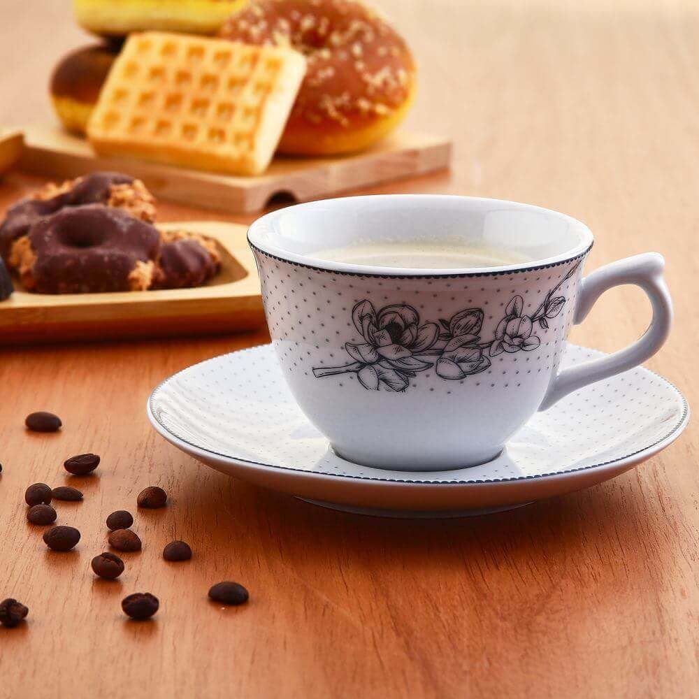 Jogo De Xícaras Com Pires Porcelana Jasmine Havan Casa 12 Pçs - Estampado