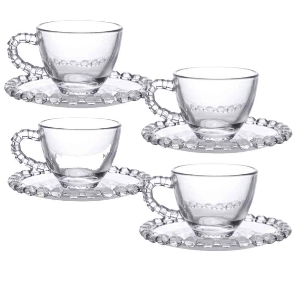 Jogo De Xicaras De Café Com Pires L Hermitage 8 Peças - Transparente 