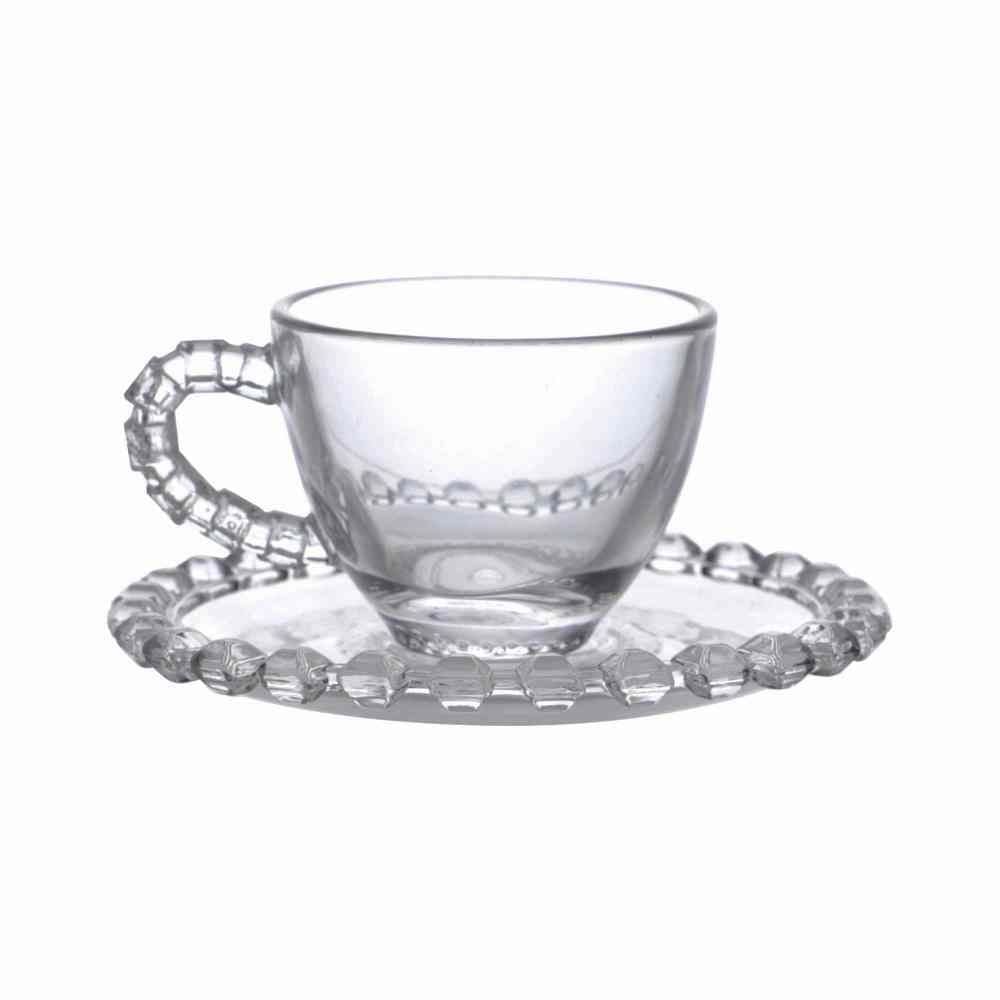 Jogo De Xicaras De Café Com Pires L Hermitage 8 Peças - Transparente 