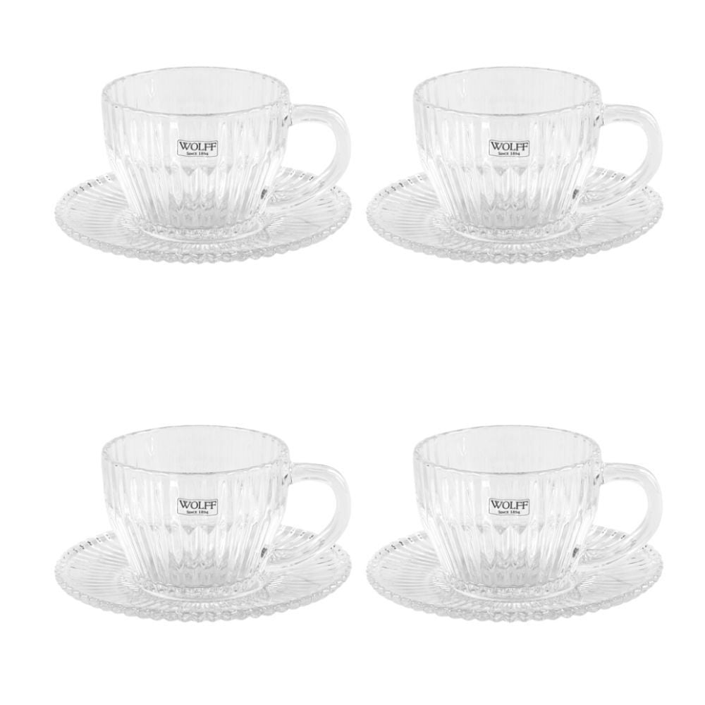 Jogo De Xícaras De Chá Com Pires Imperatriz 4 Peças - 220ml