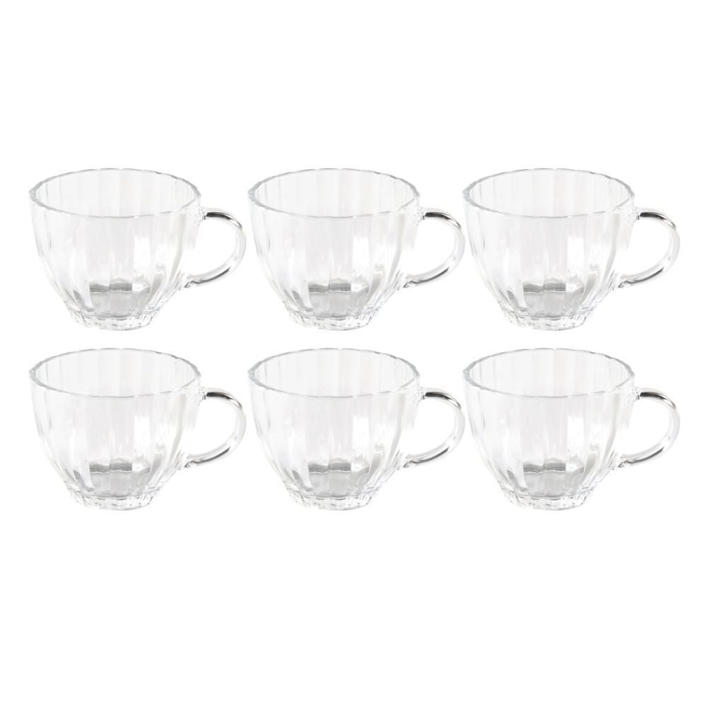 Jogo De Xícaras De Chá Vidro Alice Hauskraft 6 Peças - 220ml