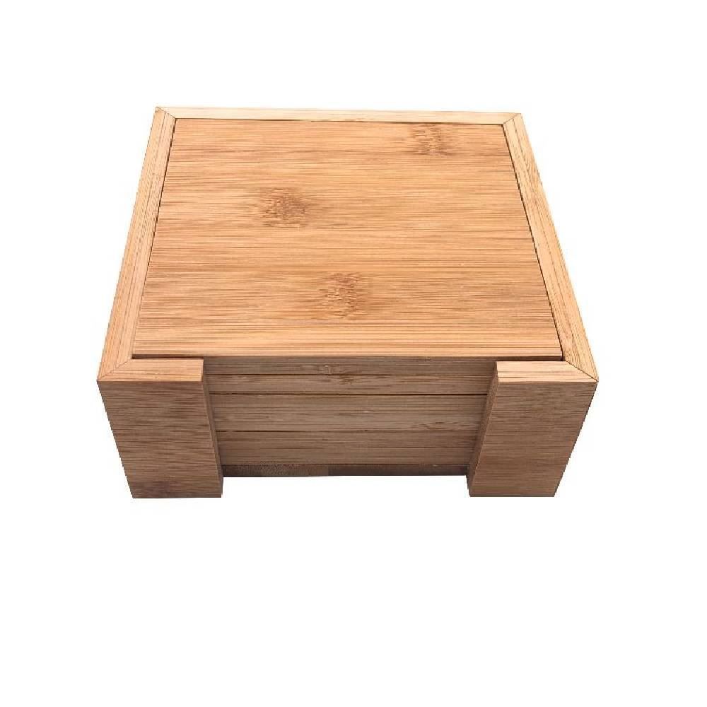 Jogo Descanso De Copo Com Suporte Quadrado 6 Peças - Bambu