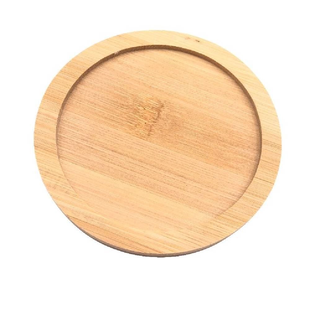 Jogo Descanso De Copo Com Suporte Redondo 6 Peças - Bambu