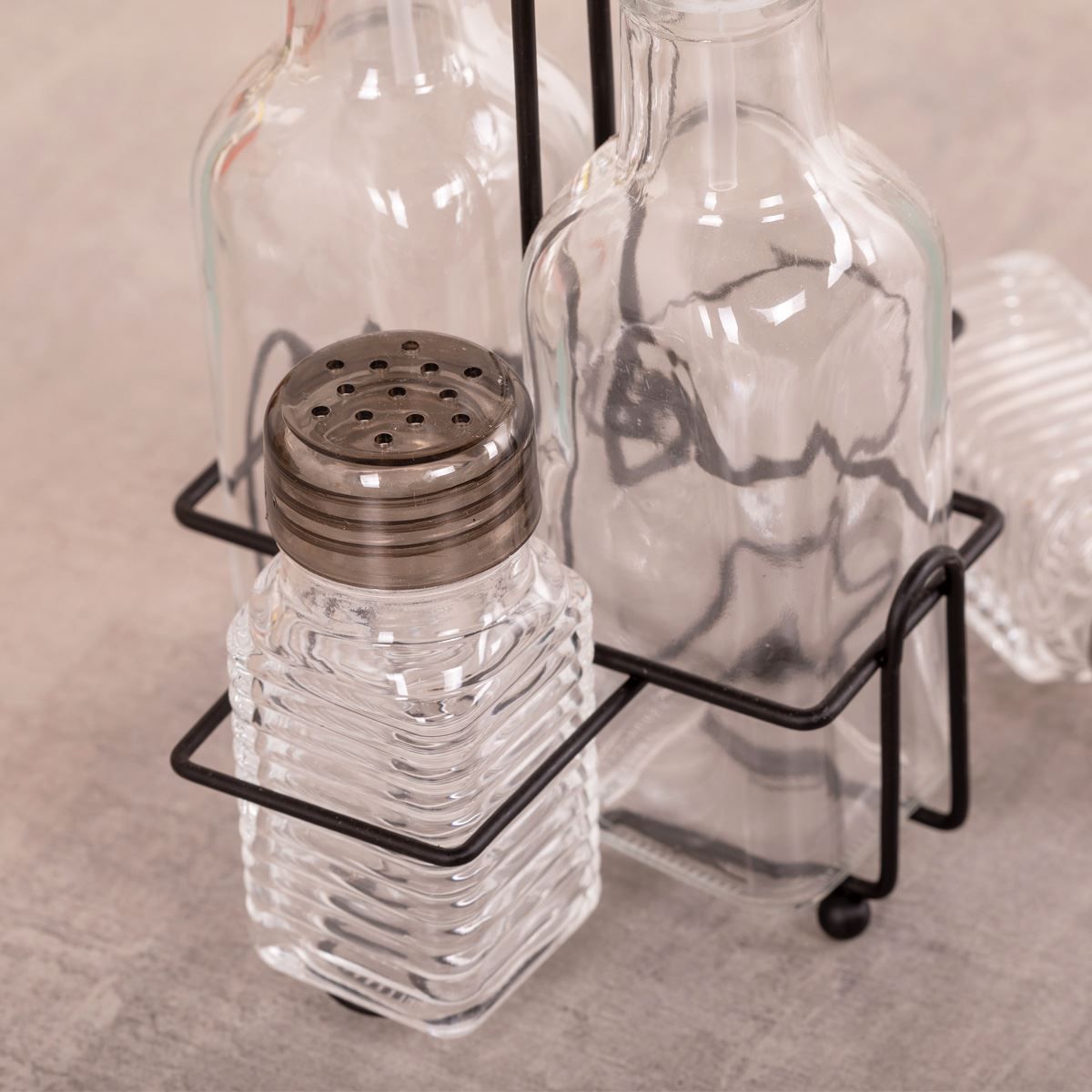 Jogo Galheteiro com Suporte 4 Peças Lyor - Transparente