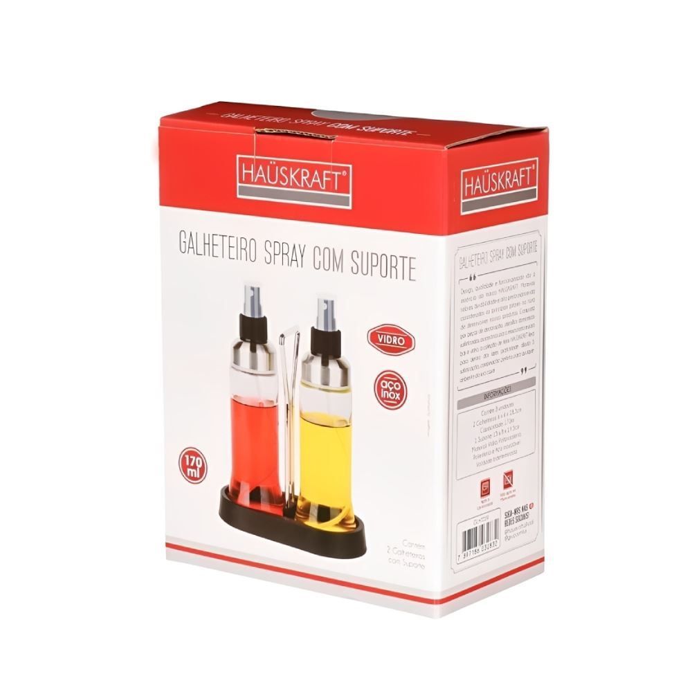 Jogo Galheteiro de Vidro Spray Hauskraft 170 ml - 3 Peças 