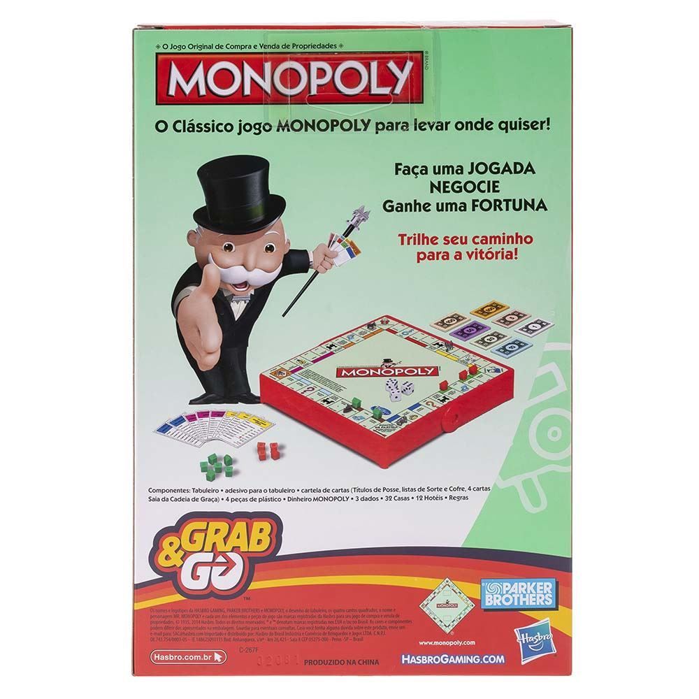 Jogo Monopoly Grab & Go B1002 Hasbro - B1002