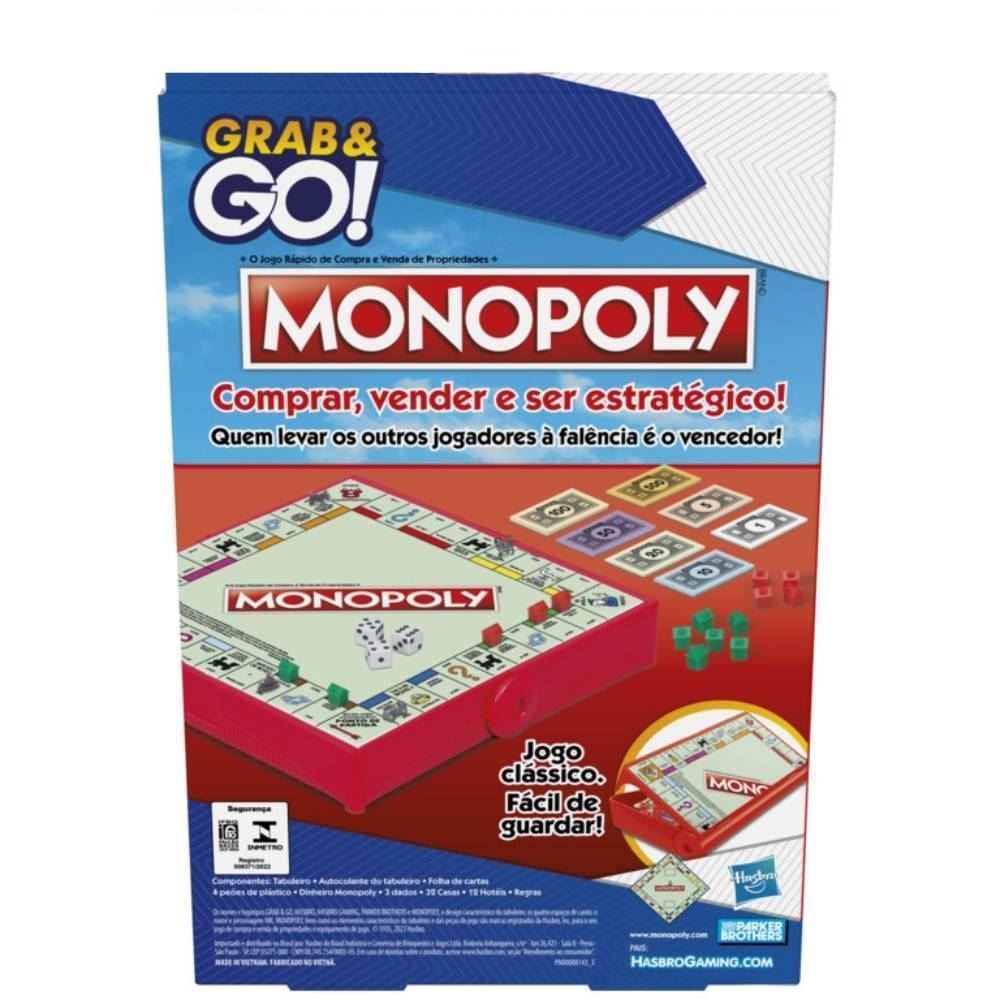 Jogo Monopoly Grab E Go Hasbro - F8256