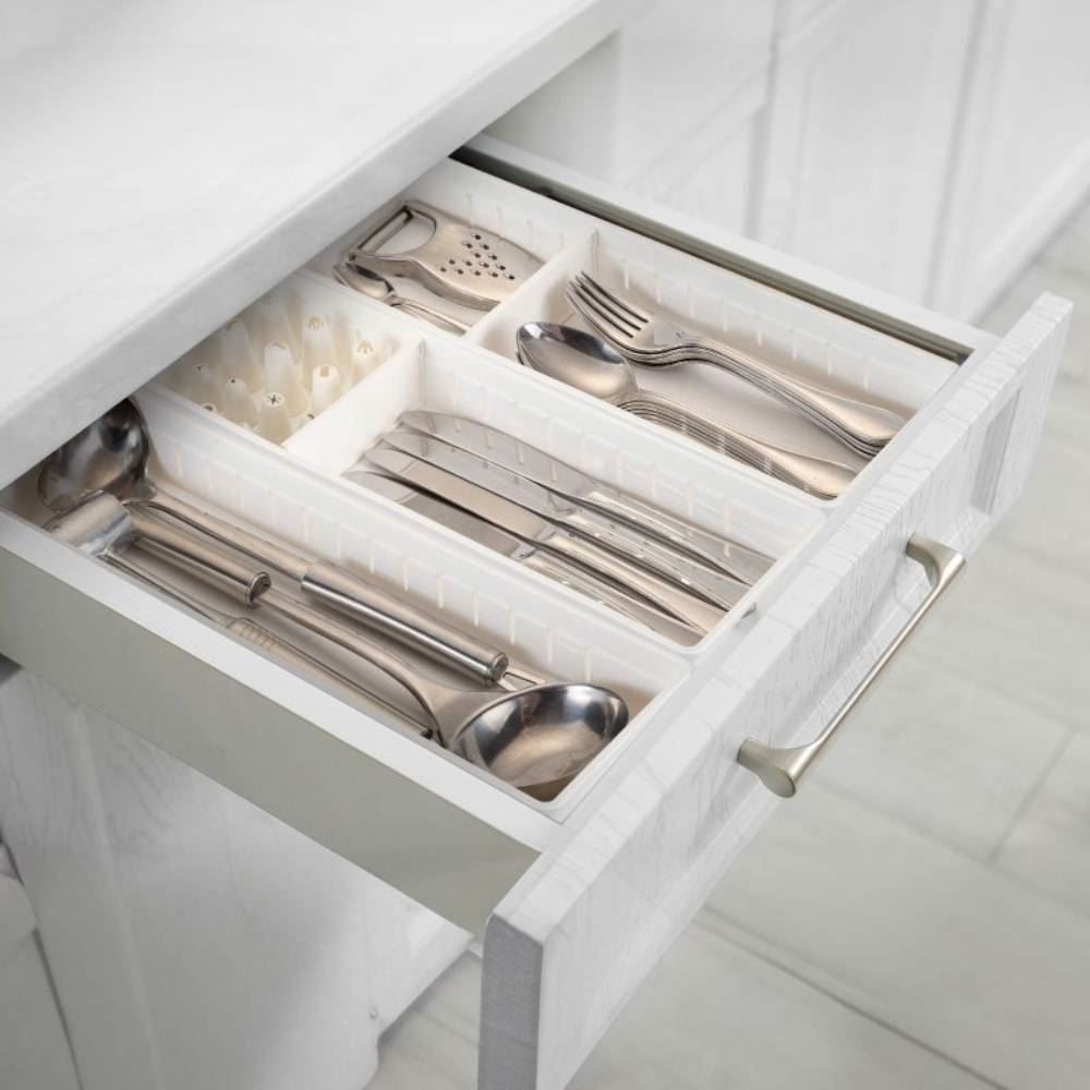 Jogo Organizadores De Gaveta Com Divisórias 3 Peças Dasplast 35,9Cm - Branco