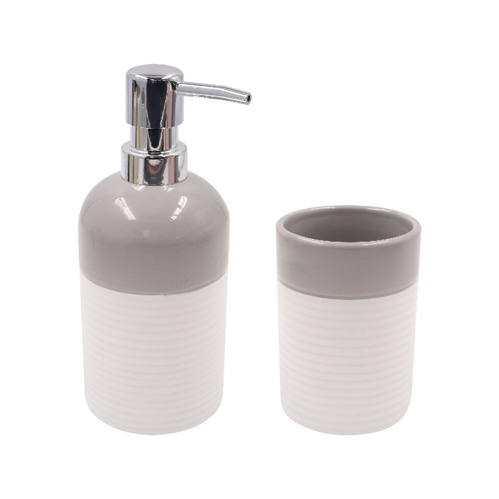 Jogo para Banheiro Cinza e Branco Havan Casa - 2 Peças