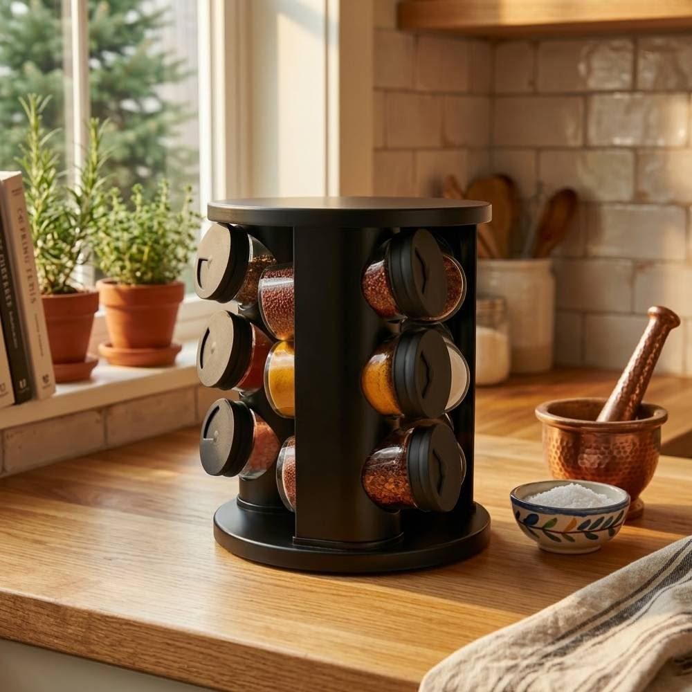 Jogo Porta Condimentos com Suporte Giratório 9 Peças Inga