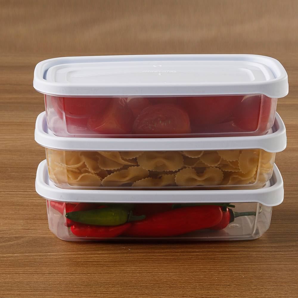 Jogo Potes De Plástico Mais Plasvale 710 Ml - Branco e Transparente 