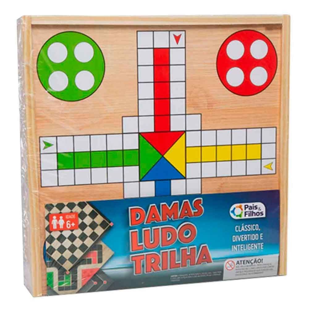 Jogos Damas, Ludo E Trilha Caixa De Madeira Gala - 2212