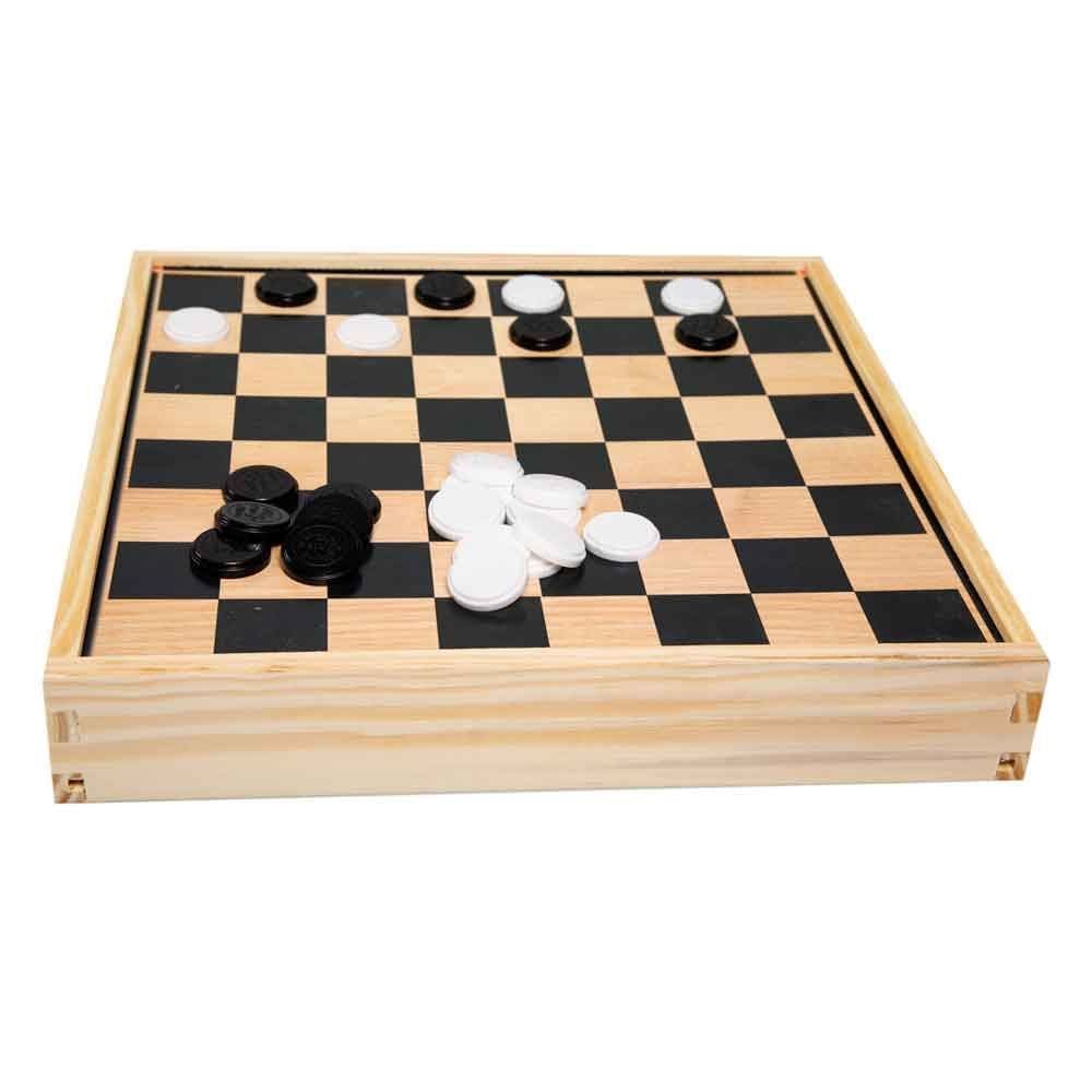 Jogos Damas, Ludo E Trilha Caixa De Madeira Gala - 2212