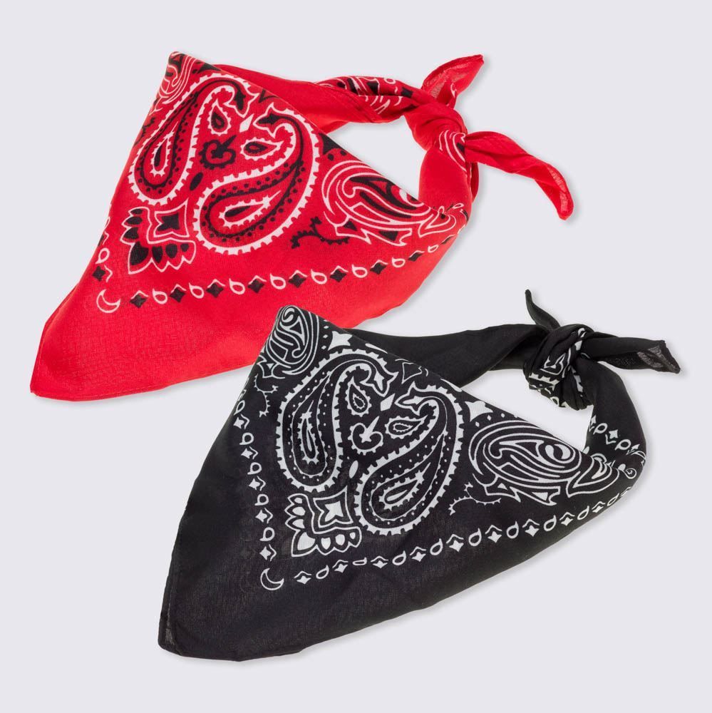 Kit 2 Bandanas Faixa Lenço Boby Blues - PRETO/ VERMELHO U