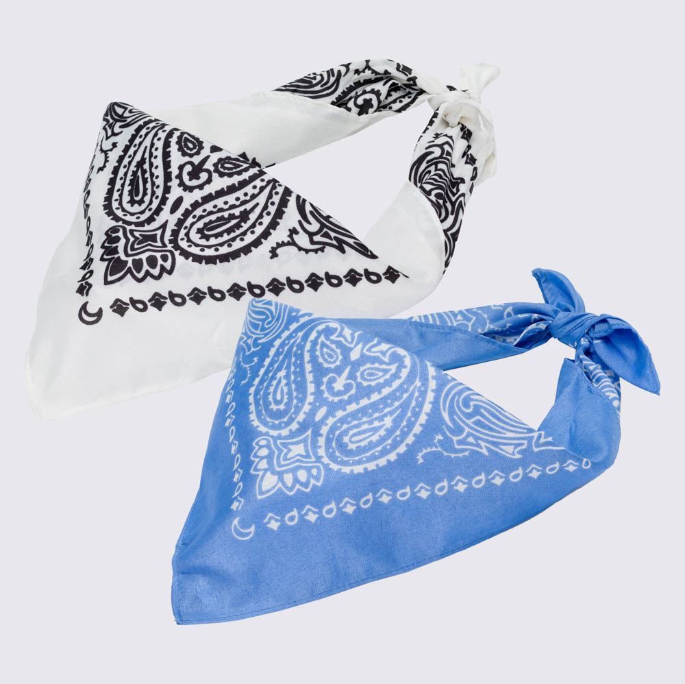 Kit 2 Bandanas Faixa Lenço Boby Blues - AZUL/ BRANCO U