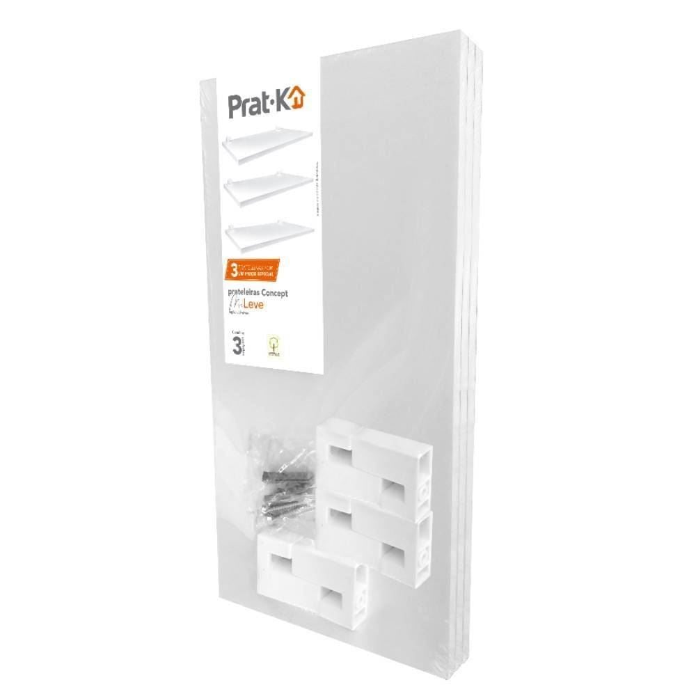 Kit 3 Prateleiras Brancas Versáteis 20X40cm Prat-K - Branco