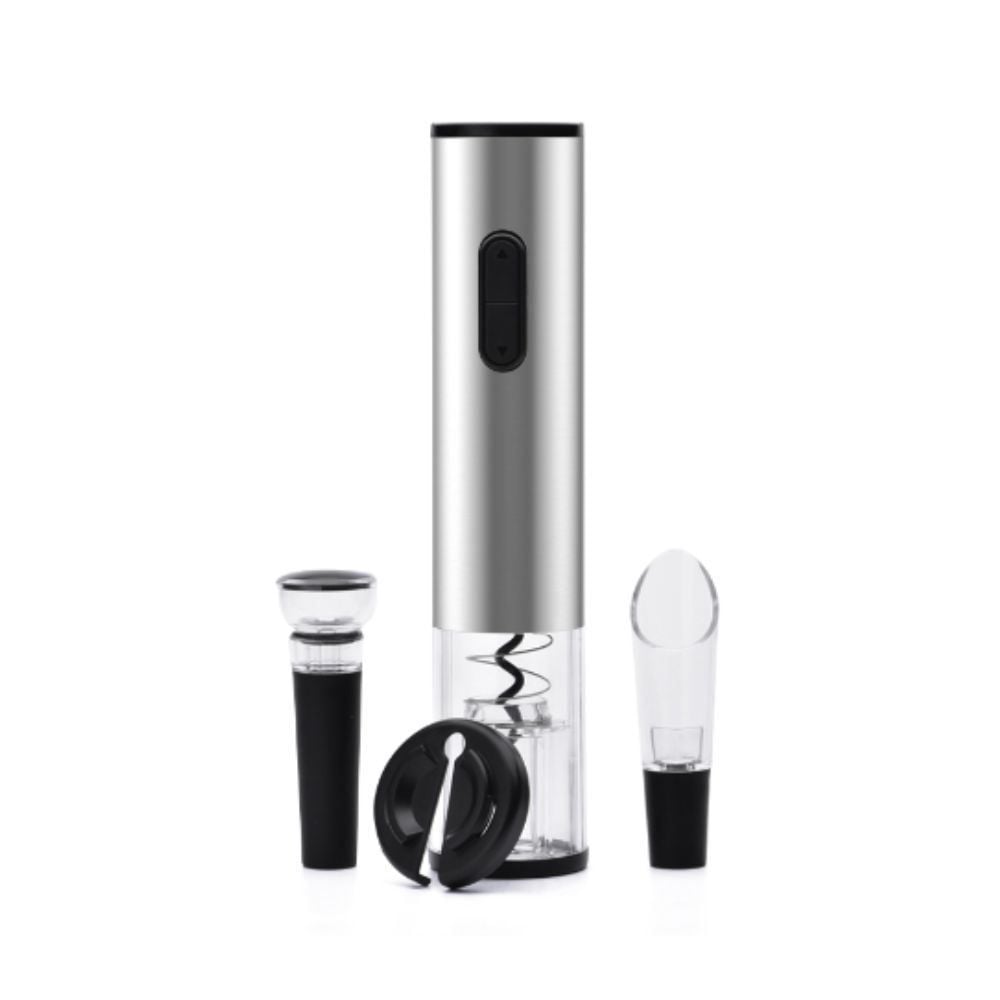 Kit Abridor De Vinho Elétrico Havan Casa 4 Peças - Prata