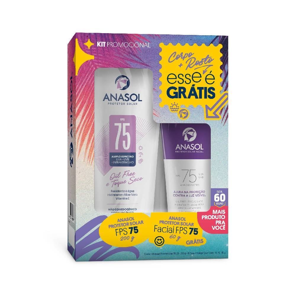 Kit Anasol Protetor Solar Fps 75 200G + Protetor Solar Facial 75 Fps 60G - Anasol