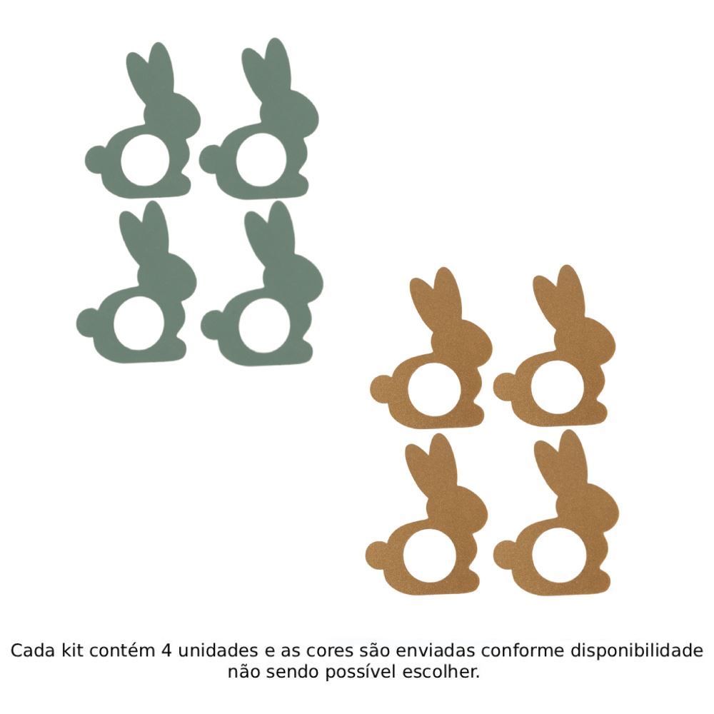 Kit Anel de Guardanapo Páscoa 4 Peças - Coelho Dourado Verde