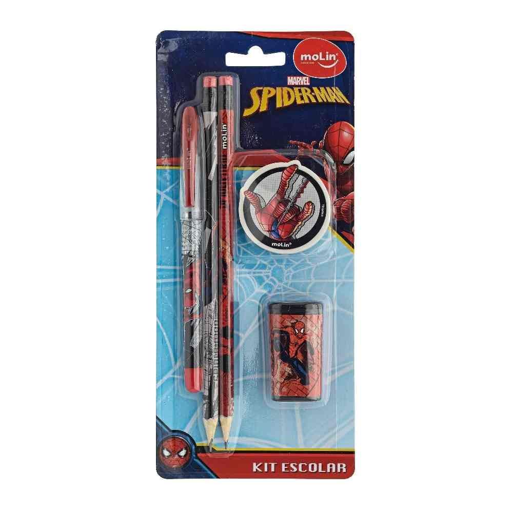 Kit Básico Escolar Homem Aranha Molin - 5 Peças