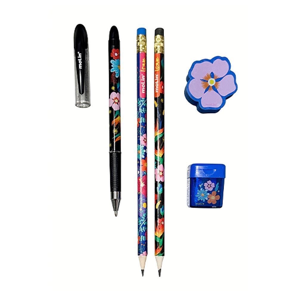 Kit Básico Escolar Love Flowers Select Molin - Sortido 