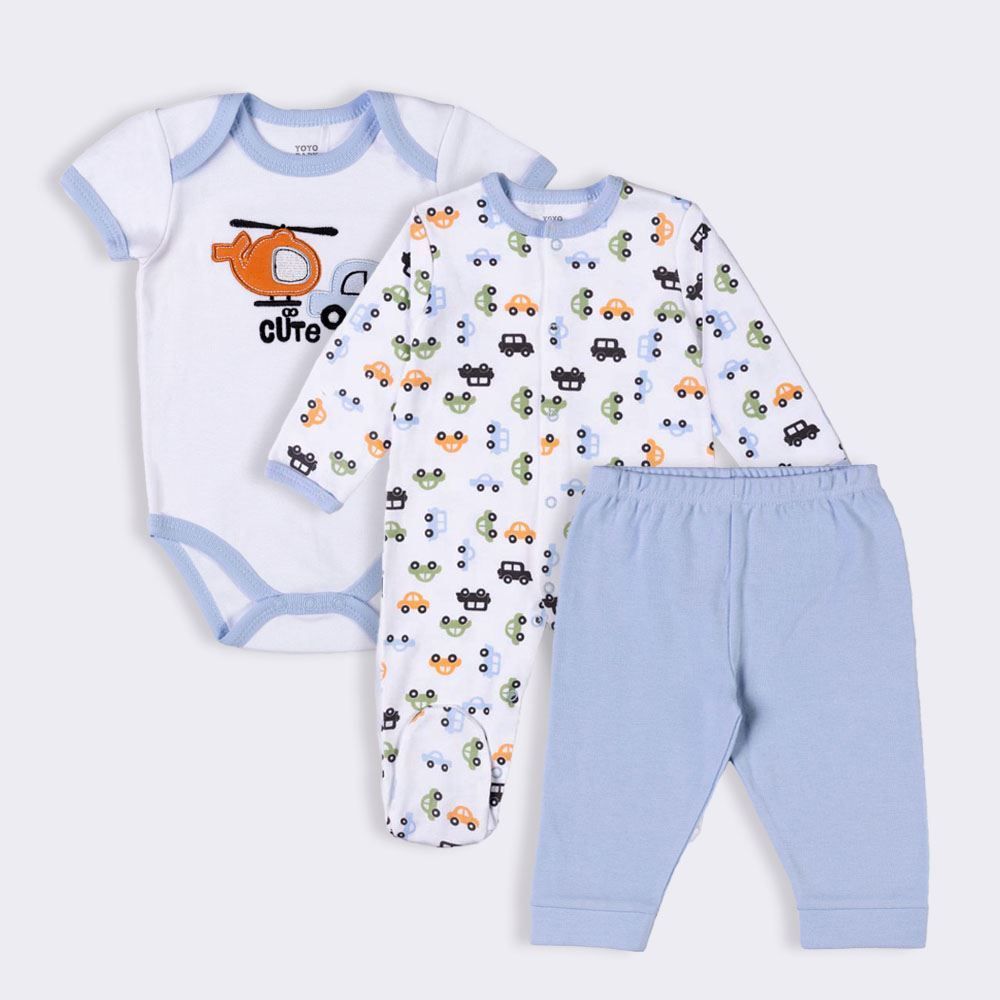 Kit Bebê Macacão, Body e Calça Yoyo Baby