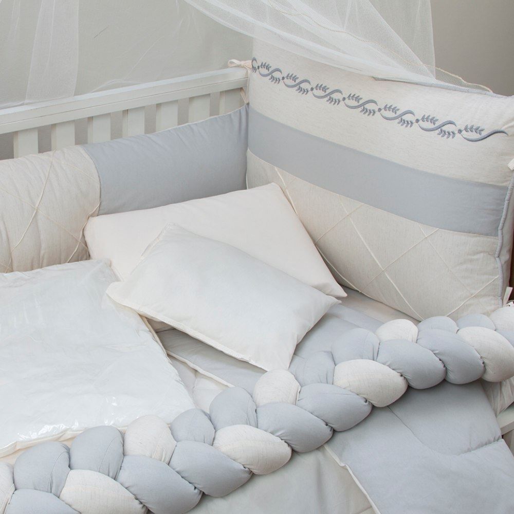 Kit Berço 09 Peças Tiquinho Baby - Cinza