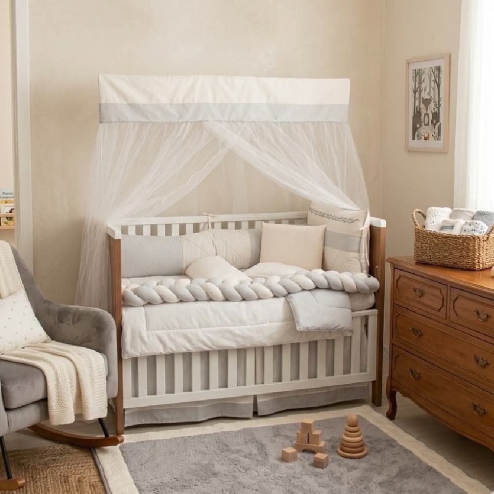 Kit Berço 9 Peças Tiquinho Baby - Cinza