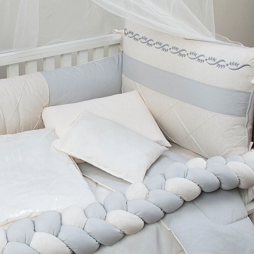 Kit Berço 9 Peças Tiquinho Baby - Cinza